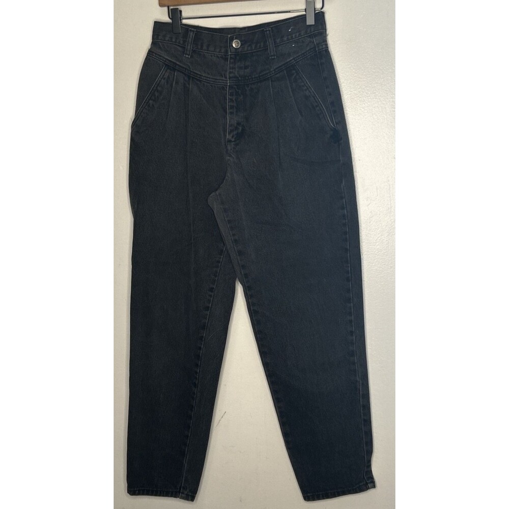 Vtg Bill Blass Pleated Jeans Womens 12 Faded Black Flat Back Cotton Hong Kong